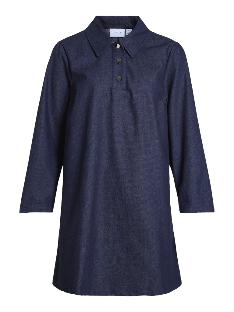 Dark blue denim Jurken - Vigamma L/S Short Dress van Vila