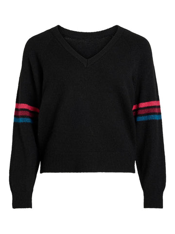 Vicleo Reversibe V-Neck Stripe Knit Top