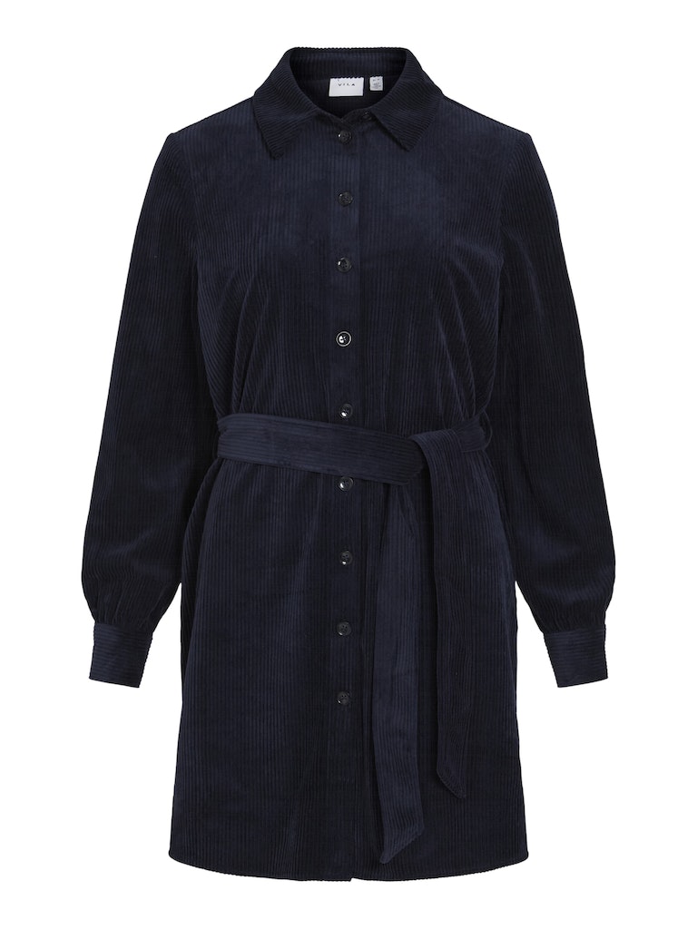 Navy Blazer Jurken - Viemily L/S Corduroy Belt Dress van Vila