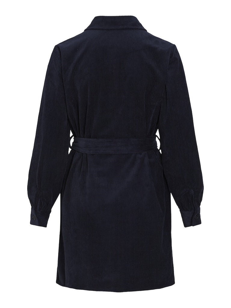 Navy Blazer Jurken - Viemily L/S Corduroy Belt Dress van Vila