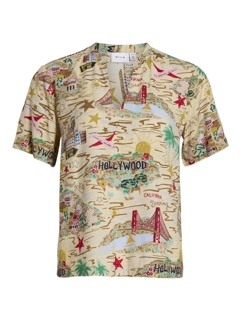Bistre PLAYFUL MULTI COLORED Tops - Viprina Esa V-Neck S/S Top van Vila