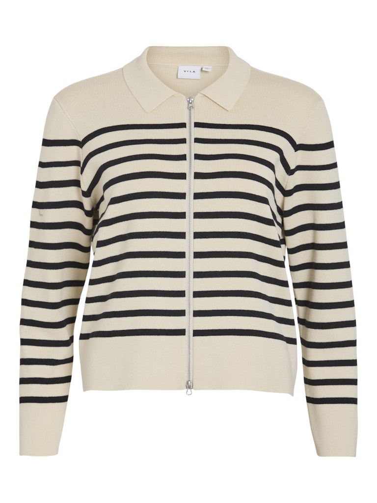 Birch Cardigans - Viostria L/S Zipper Stripe Knit Cardigan van Vila
