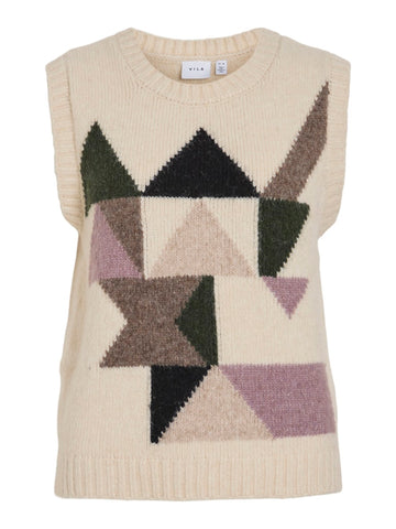 Vimets O-Neck S/L Jacquard Knit Vest