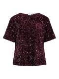 Tops - Vifaith O-Neck S/S Sequin Top Bordeaux van Vila