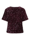 Tops - Vifaith O-Neck S/S Sequin Top Bordeaux van Vila