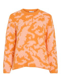 Sun orange Pulls - Vimatta O-Neck L/S Jacquard Knit Top van Vila