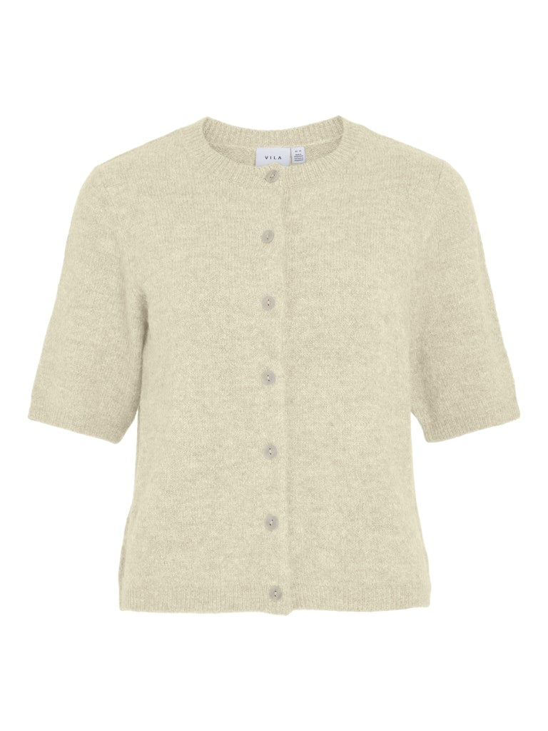 Super Light Natural Melange Pulls - Vidainty O-Neck 2/4 Knit Cardigan van Vila