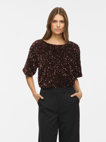 Vifaith O-Neck S/S Sequin Top - AW26