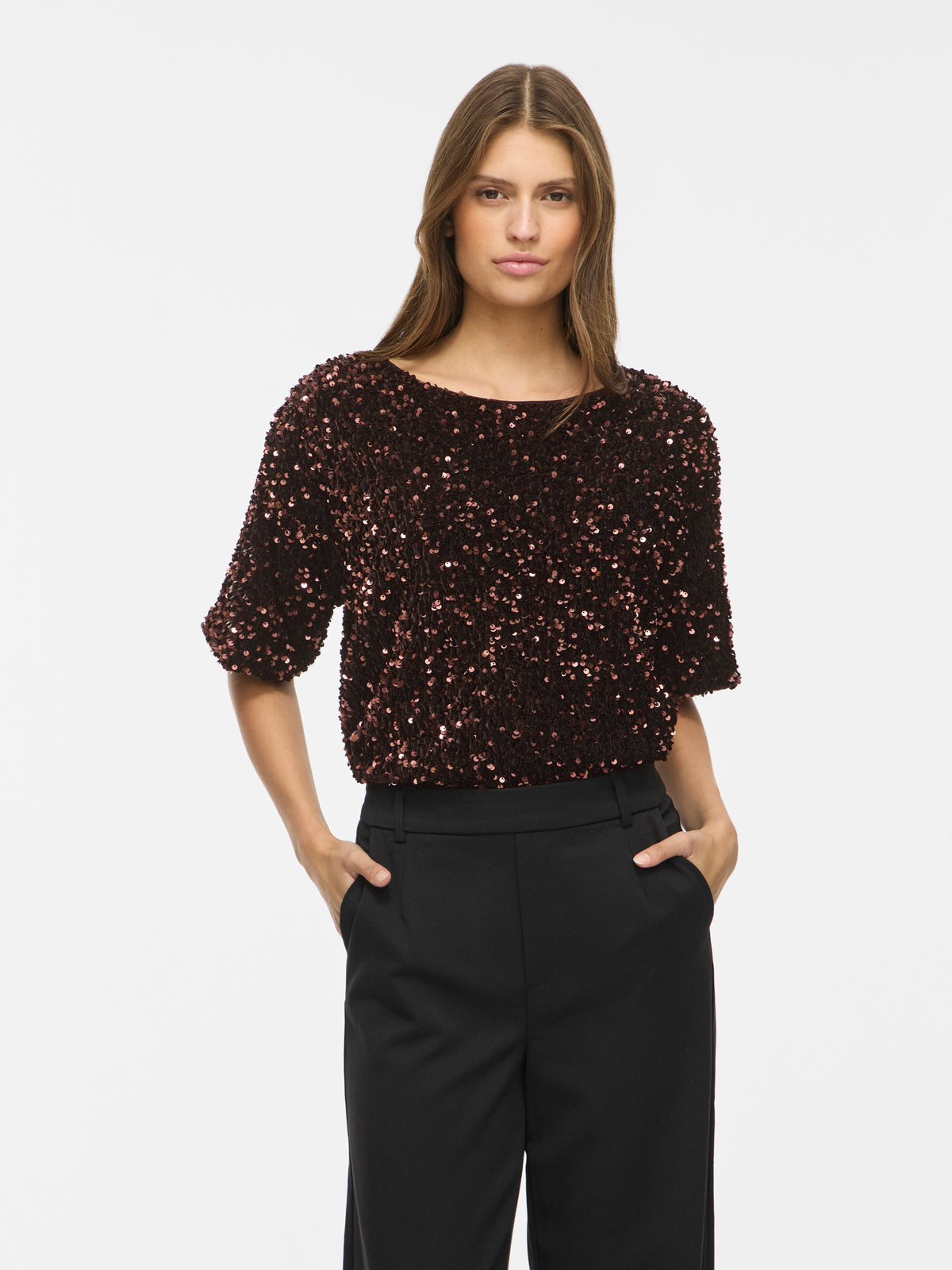 Vifaith O-Neck S/S Sequin Top - AW26