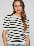 White Alyssum BLACK Pulls - Vidalo O-Neck S/S Stripe Knit Noos - SS25 van Vila