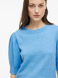 Blissful Blue LIGHT MELANGE Tops - Viril 2/4 Sleeve O-Neck Knit Top - Noos SS25 van Vila