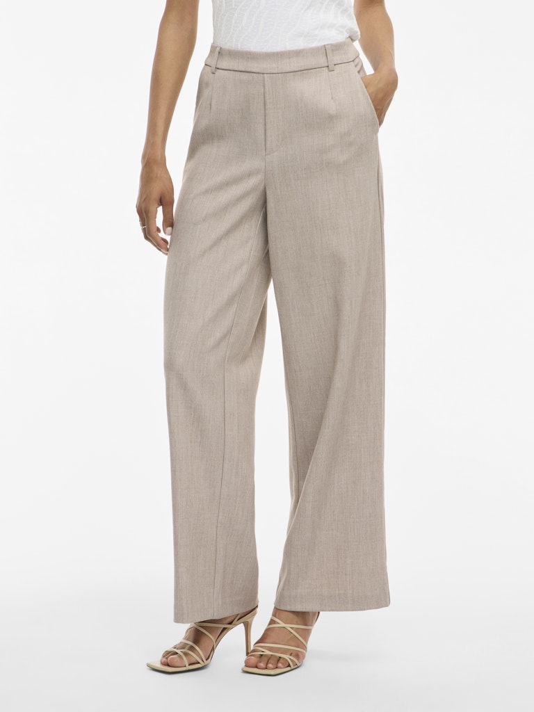 Natural melange Broeken - Vivarone Hw Wide Pant - Noos van Vila