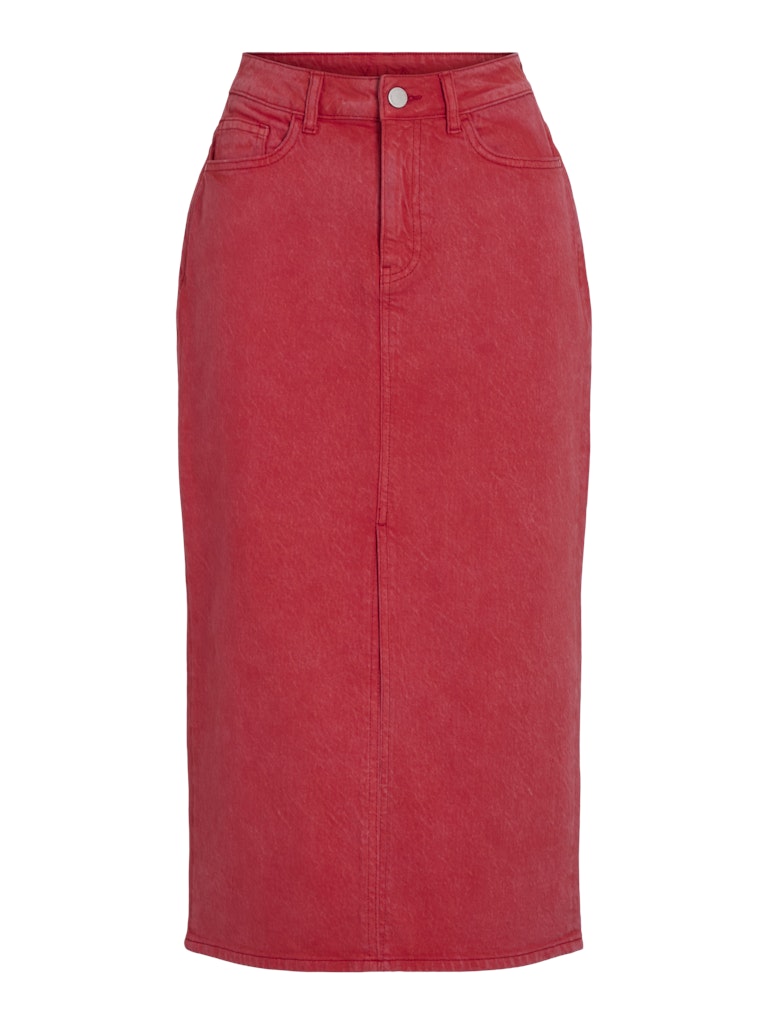 Aurora Red Rokken - Vijaf Rw Denim Midi Skirt van Vila