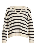 Knitwear - Viamanda L/S Striped Polo Knit van Vila