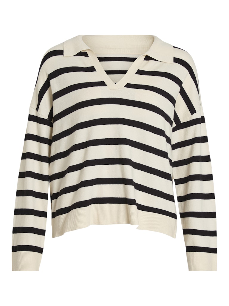 Knitwear - Viamanda L/S Striped Polo Knit van Vila