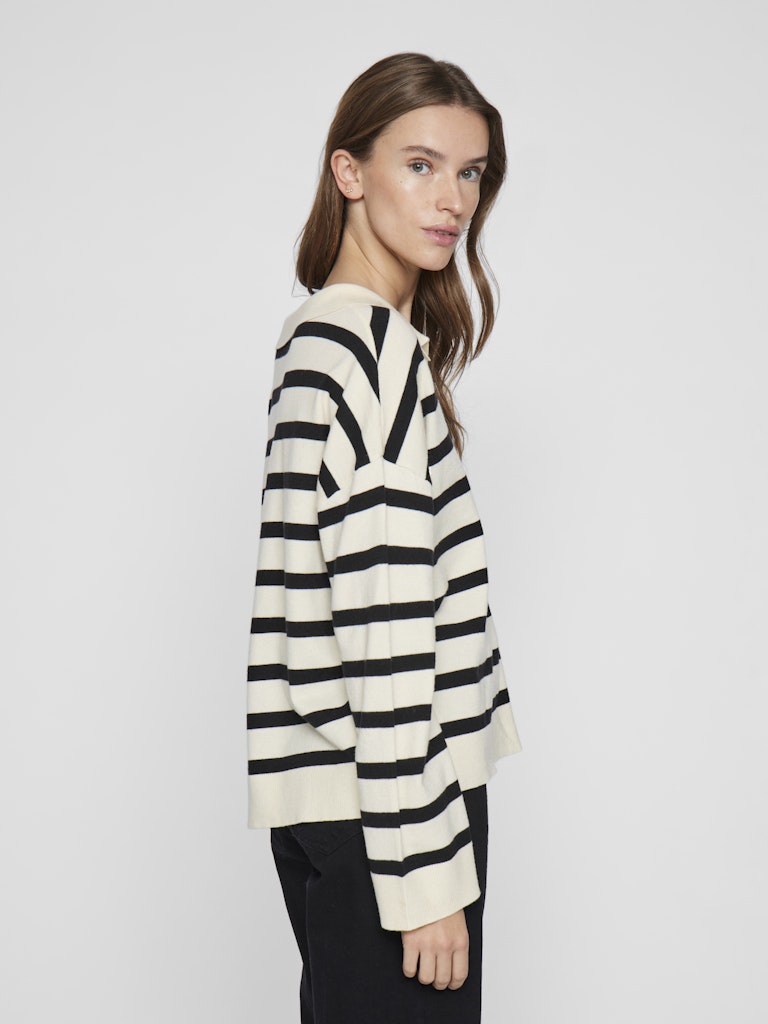 Knitwear - Viamanda L/S Striped Polo Knit van Vila