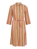 Wood thrush Jurken - Vicaligo 3/4 Midi Shirt Dress van Vila