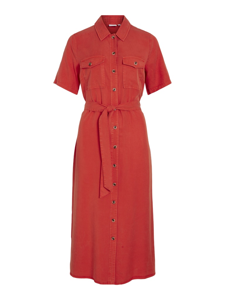 Aurora red Jurken - Vilisti S/S Shirt Dress van Vila