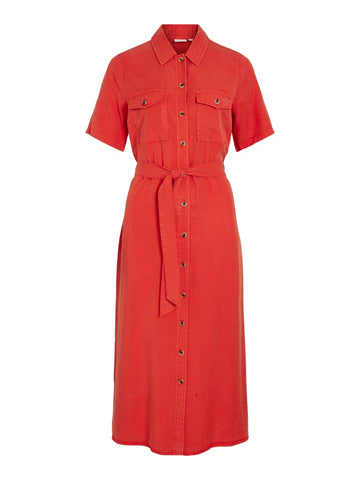 Aurora red Jurken - Vilisti S/S Shirt Dress van Vila