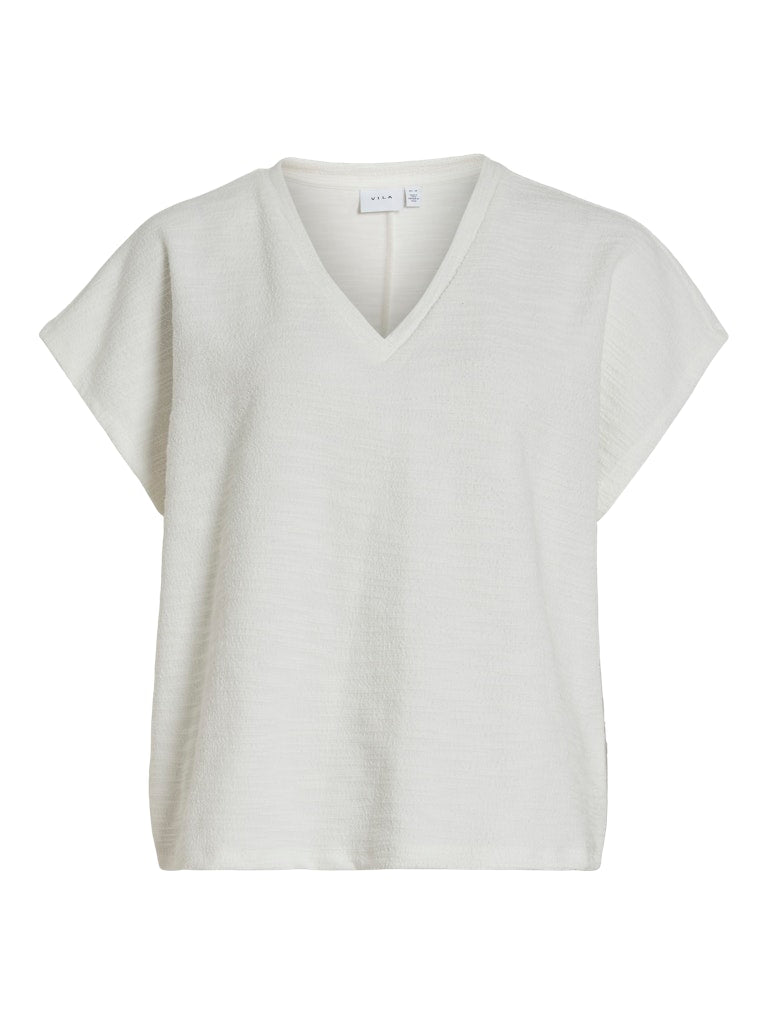 Snow white Tops - Viamy V-Neck 2/4 Top van Vila