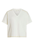 Egret Citronelle stich T-shirts - Vikarena V-Neck S/S Fold Up T-Shirt van Vila
