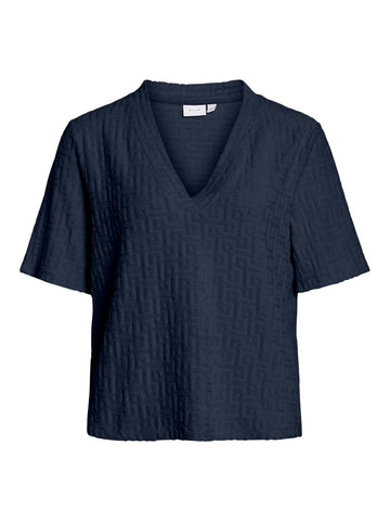 Navy Blazer Tops - Vimaratea V-Neck 2/4 Top van Vila
