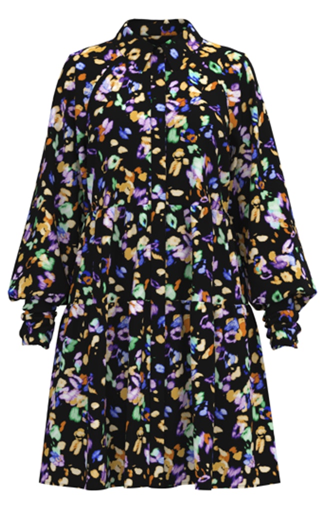 Black Lera print Jurken - Yaslera Ls Shirt Dress van Y.A.S