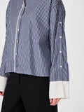 Star White Blue stripes Shirts - Yasstria Ls Shirt van Y.A.S