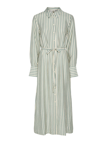 Birch Iceberg green stripe Jurken - Yaskaya Ls Long Shirt Dress Noos - SS25 van Y.A.S