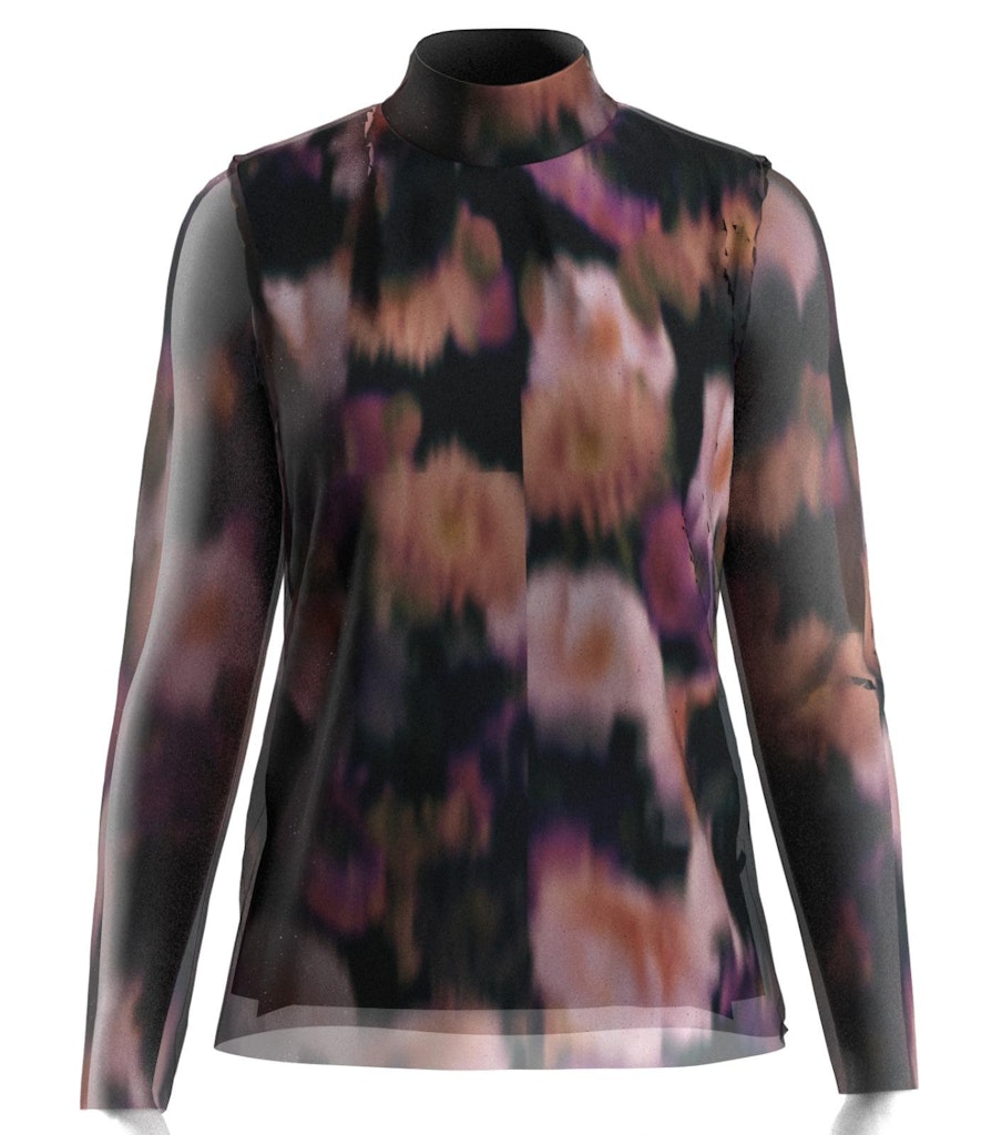 Black Tops - Yasmindy High Neck Ls Mesh Top - Show van Y.A.S