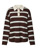 Chocolate brown Pulls - Yasisabell Ls Polo Knit Pullover - D2D van Y.A.S