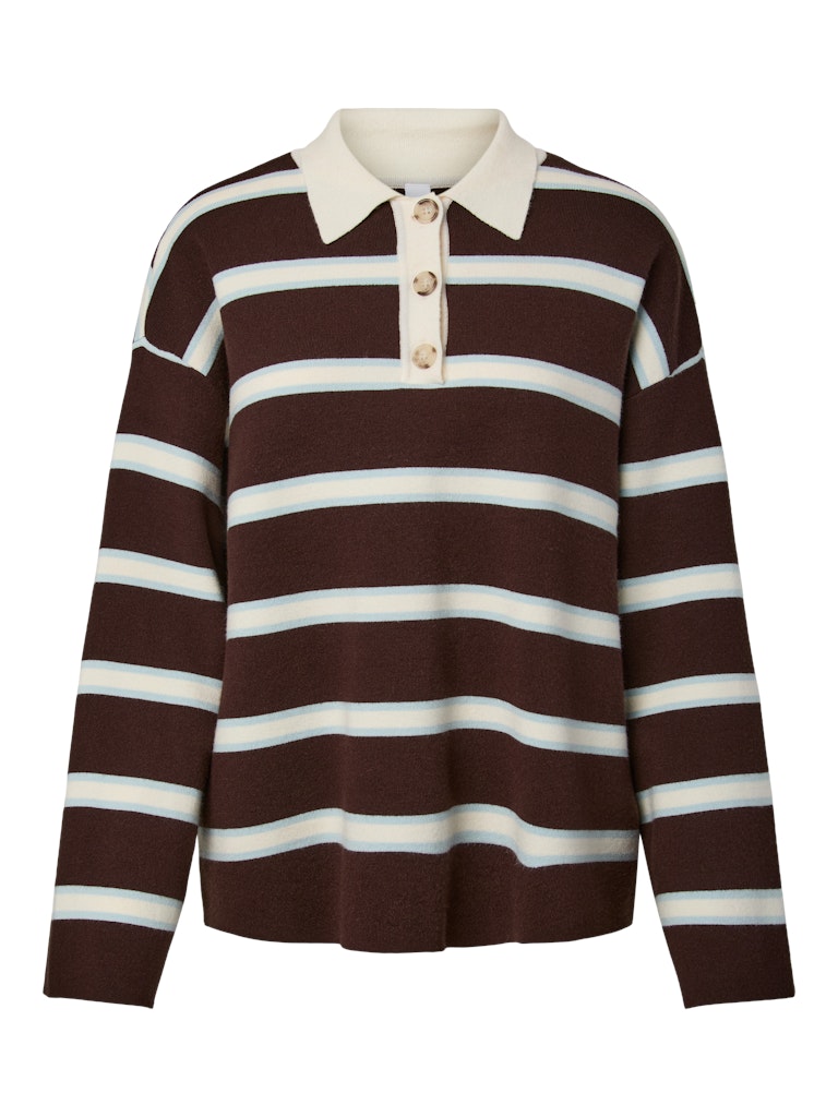 Chocolate brown Pulls - Yasisabell Ls Polo Knit Pullover - D2D van Y.A.S