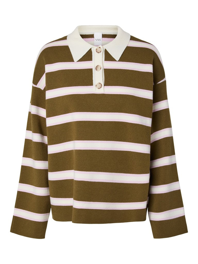Yasisabell Ls Polo Knit Pullover Noos - AW26