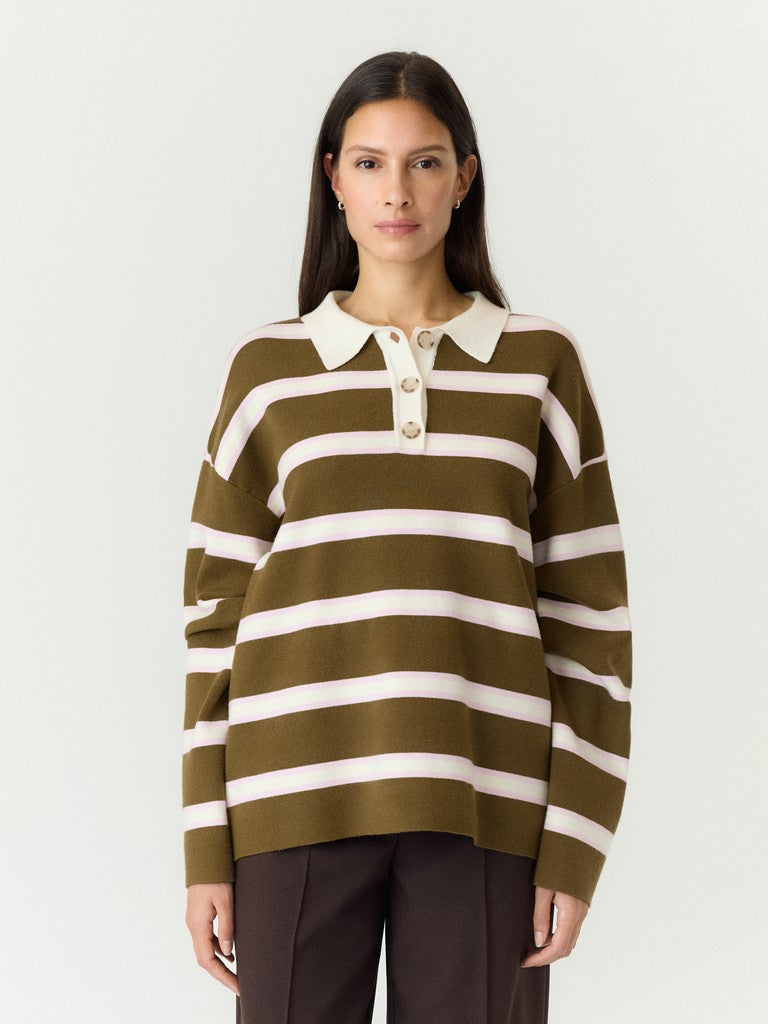 Yasisabell Ls Polo Knit Pullover Noos - AW26