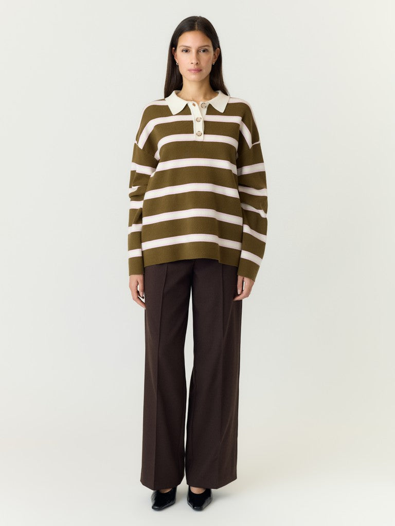 Yasisabell Ls Polo Knit Pullover Noos - AW26
