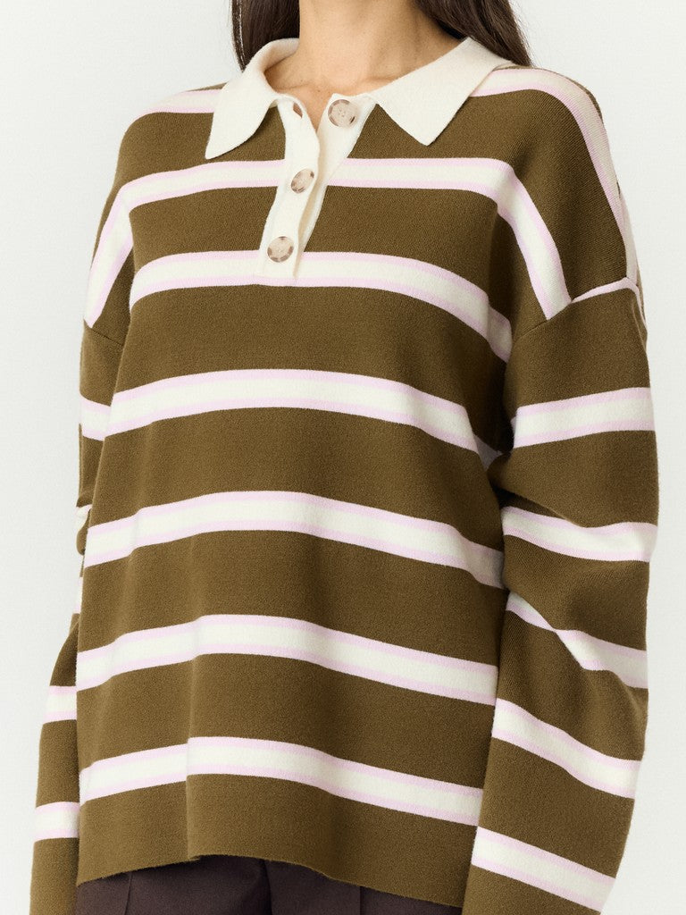 Yasisabell Ls Polo Knit Pullover Noos - AW26