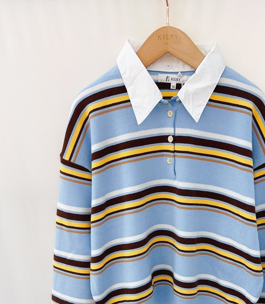 Alexa striped polo knit – Pulls voor dames in kleur | Meisjes