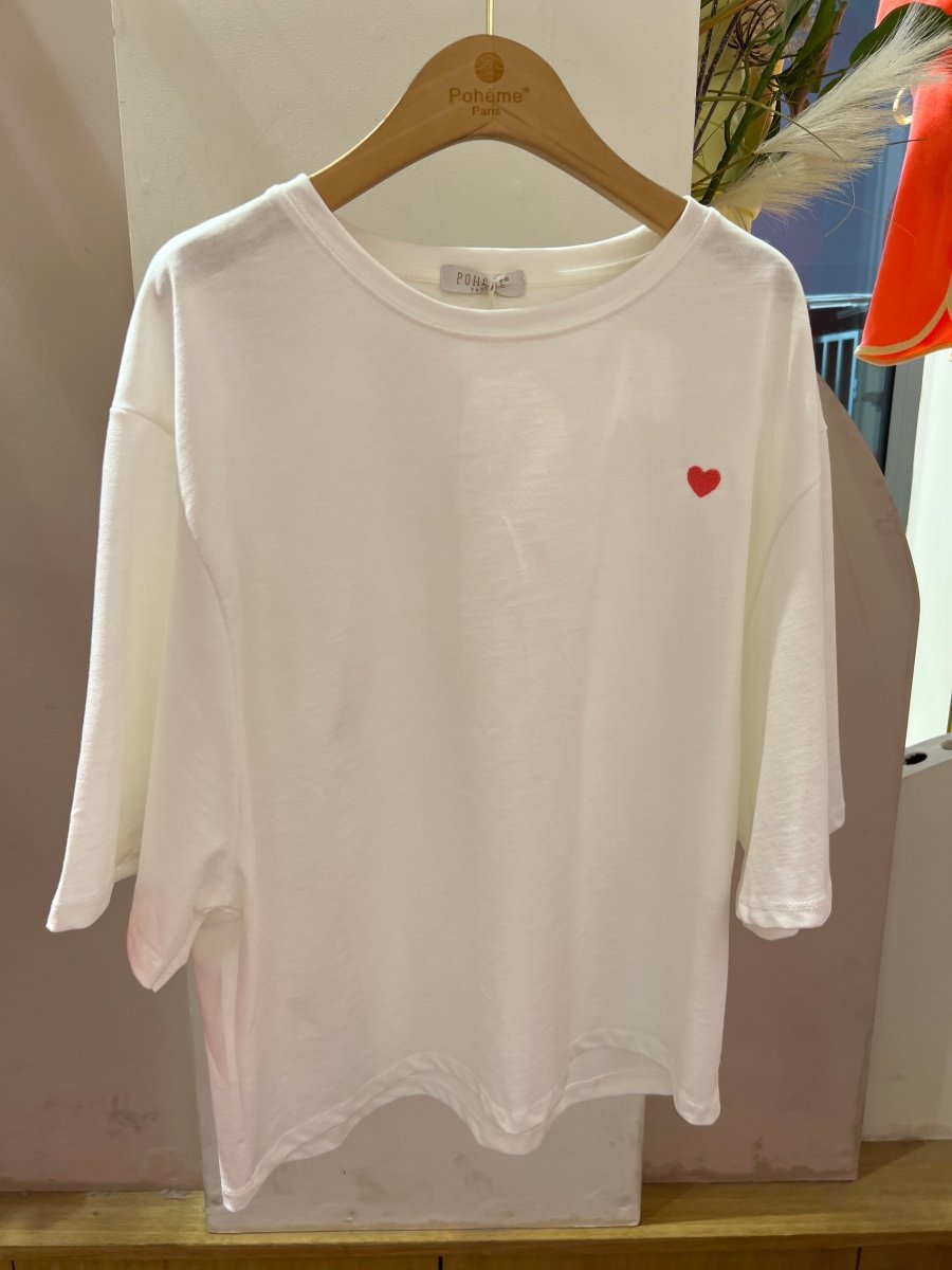 Alia t-shirt with heart van Pohème – T-shirts voor dames | Meisjes Brugge