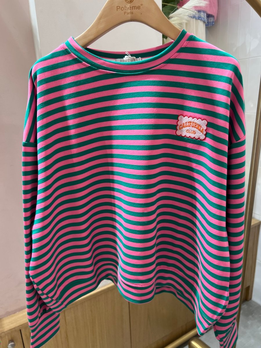 Alix striped patch sweater,Tee van Meisjes Brugge – Sweaters voor dames | Meisjes Brugge