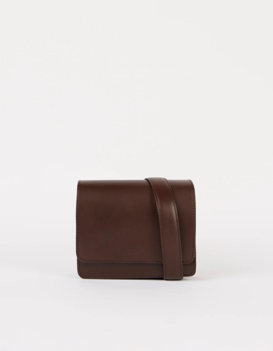 Handtassen - AUDREY MINI bag Chocolate Classic Leather with 2 handles van O My Bag