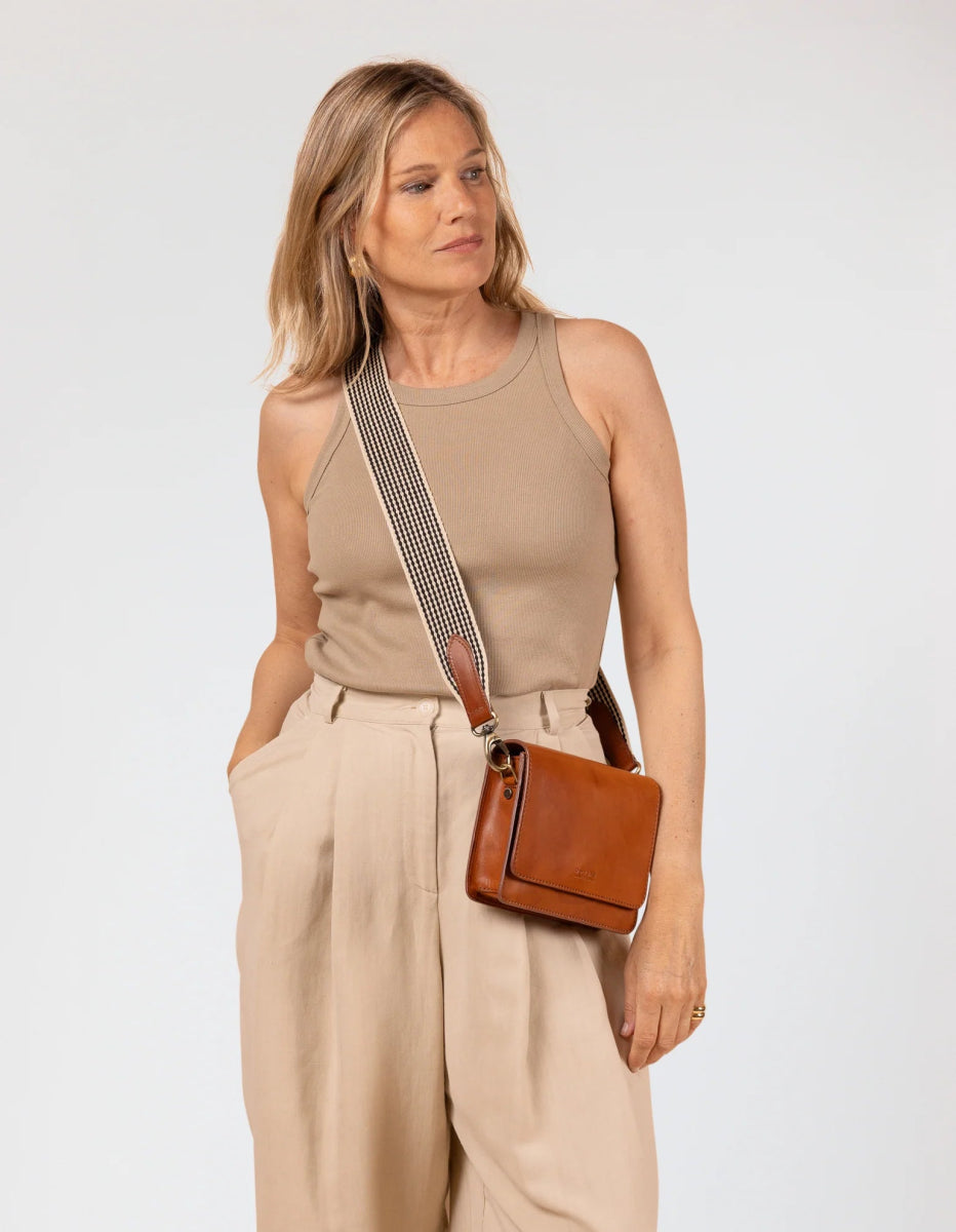 AUDREY MINI bag Classic Cognac with 2 straps van O My Bag – Handtassen voor dames | Meisjes Brugge