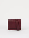 Dark Cherry Classic Leather Handtassen - AUDREY MINI bag Dark Cherry Classic Leather with 2 straps van O My Bag
