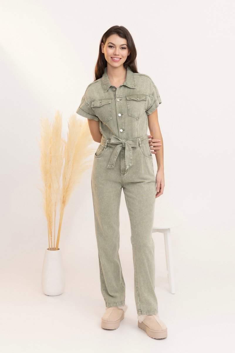 kaki Jumpsuits - Braisa Jumpsuit van Twee Meisjes