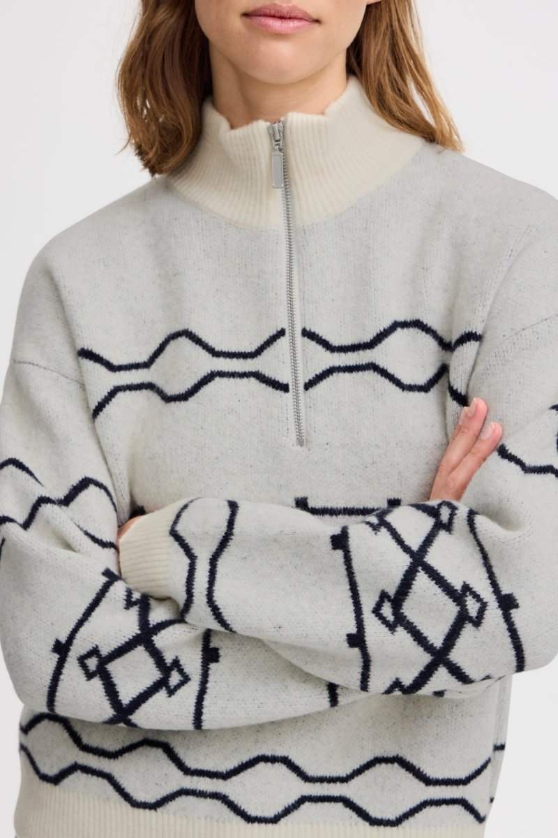 Marshmallow Mix Pulls - Bymassi Halfzip Pullover van b.young