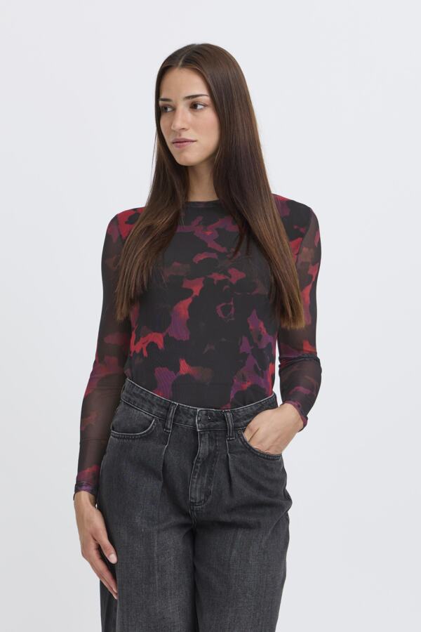 Bypaloma Mesh Ls Top - koop Tops van b.young bij Meisjes Brugge