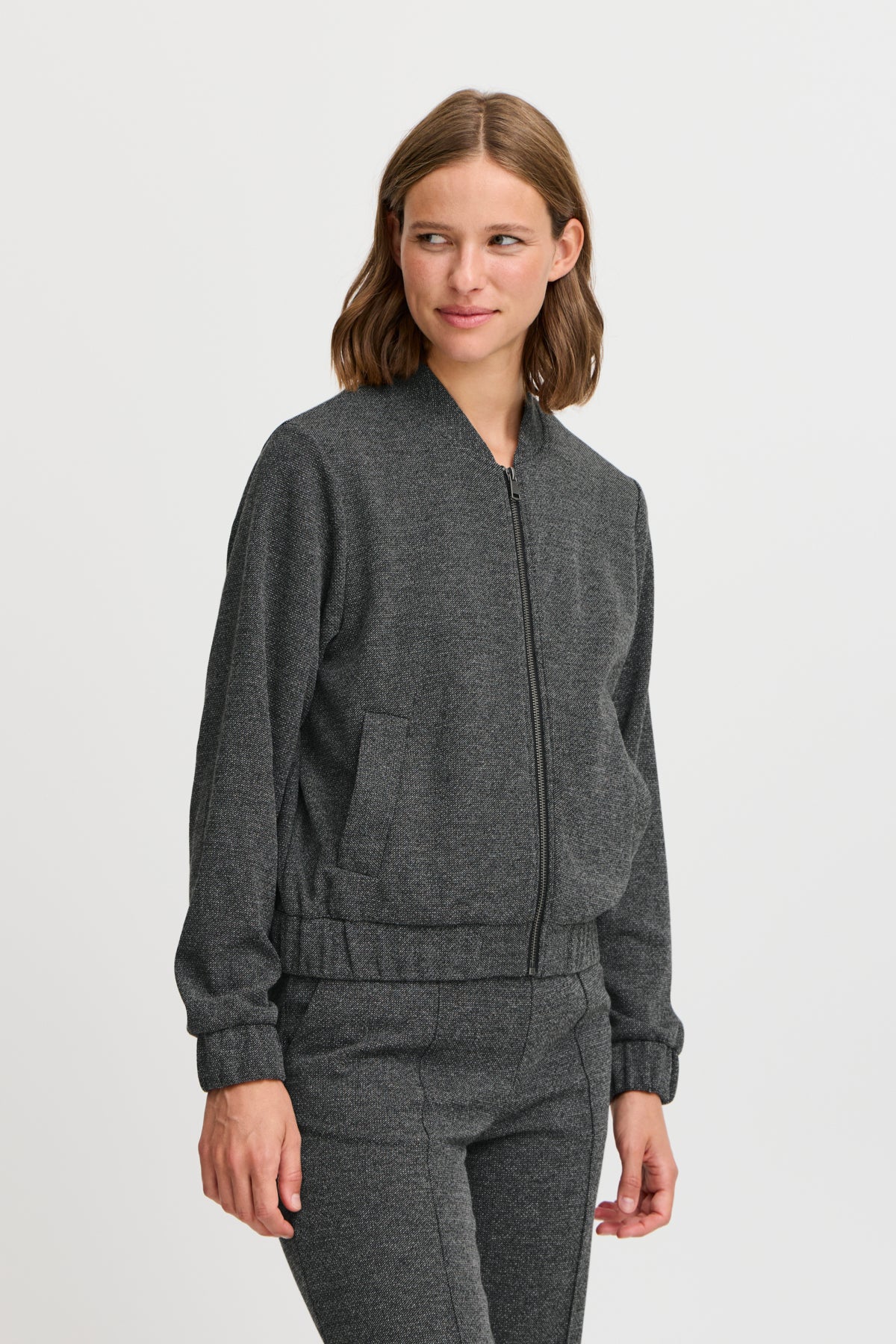 Black Melange Cardigans - Byrowan Bomber Jacket van b.young