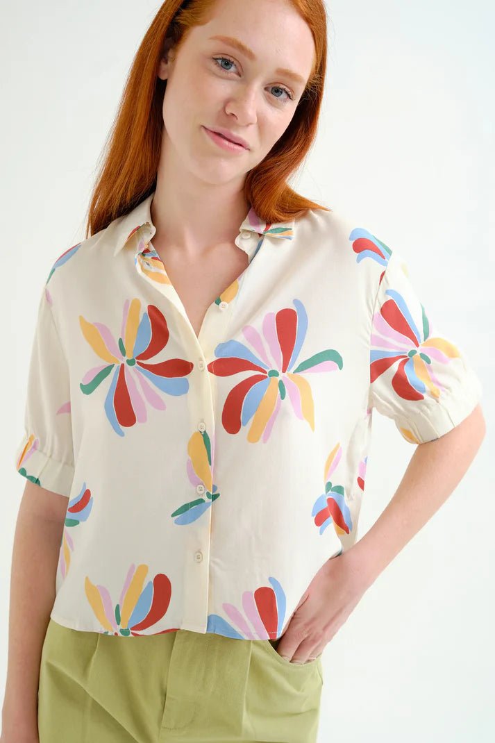 Camisa con estampado Monarda – Shirts voor dames in kleur | Meisjes