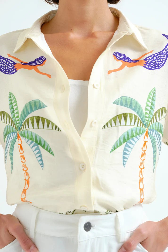 Camisa con estampado Palm & Mermaid – Shirts voor dames in kleur | Meisjes