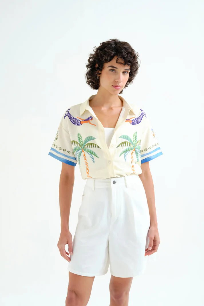 Camisa con estampado Palm & Mermaid – Shirts voor dames in kleur | Meisjes
