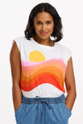 Off-White, Sunset Waves T-shirts - Chrissy Relaxed Tank T-Shirt van Sugarhill Boutique
